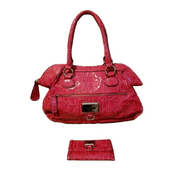 Guess Handbags - GUESS Punch Patent Leather Satchel and Wallet EUC